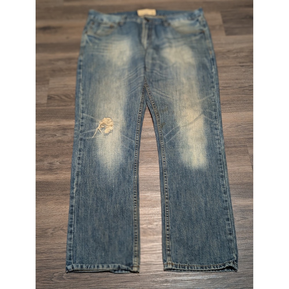 Ecko Unltd 711 Slim Fit Mens Jeans‎ 36x31 Blue Distressed Denim Raw Authentic